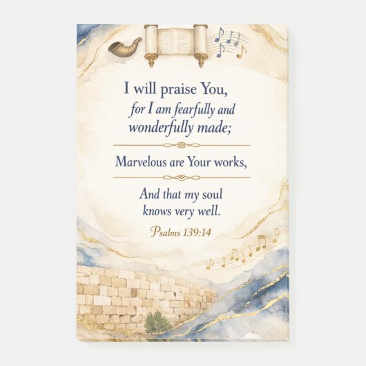 Psalm 139:14 - Ik zal u loven Post-it® Notes (Voorkant)