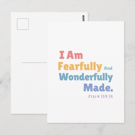 Psalm 139:14 Kinder bijbelvers Christelijke kinder Briefkaart (Voorkant / Achterkant)