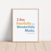 Psalm 139:14 Kinder bijbelvers Christelijke kinder Poster