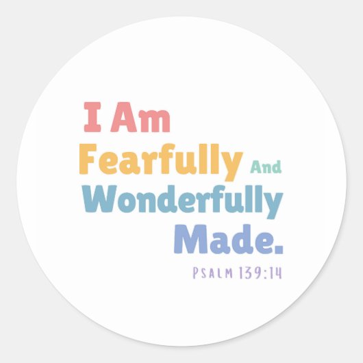Psalm 139:14 Kinder bijbelvers Christelijke kinder Ronde Sticker (Voorkant)