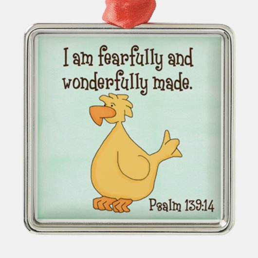 psalm 139:14 kinder Christelijke gele eend Metalen Ornament (Voorkant)