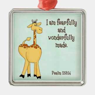 psalm 139:14 kinderen christelijke giraffe groen metalen ornament
