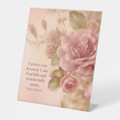 Psalm 139:14 Rose Reclamebord Met Voetstuk (Voorkant)