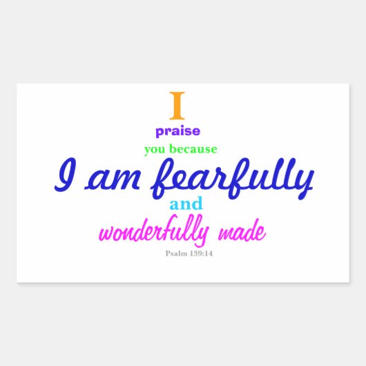 Psalm 139:14 (Sticker) Rechthoekige Sticker (Voorkant)
