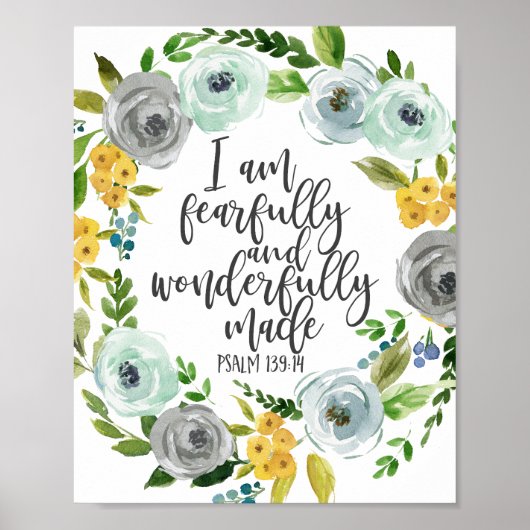 Psalm 139:14 Vreemd en prachtig gemaakt bloemen Poster (Voorkant)