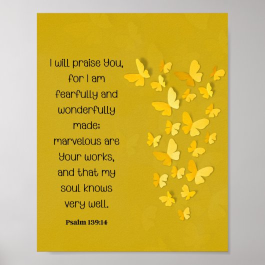 Psalm 139:14 Vreemd en wonderlijk gemaakt Poster (Voorkant)