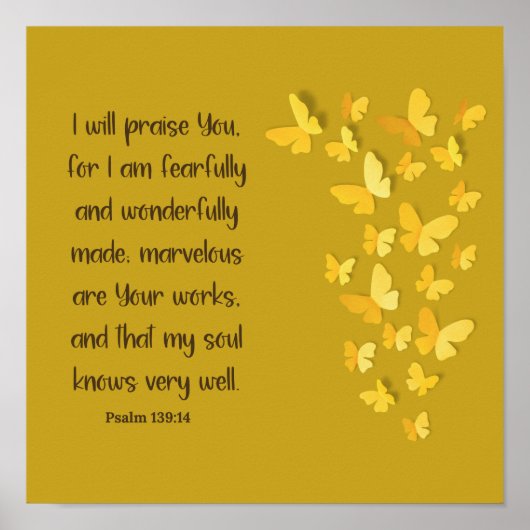 Psalm 139:14 Vreemd en wonderlijk gemaakt Poster (Voorkant)