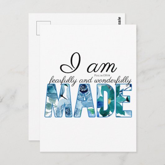 Psalm 139:14: Vrezend en wonderlijk gemaakt Briefkaart (Voorkant / Achterkant)