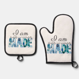 Psalm 139:14: Vrezend en wonderlijk gemaakt Ovenwant & Pannenlap Set