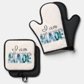 Psalm 139:14: Vrezend en wonderlijk gemaakt Ovenwant & Pannenlap Set (Voorkant / Achterkant)