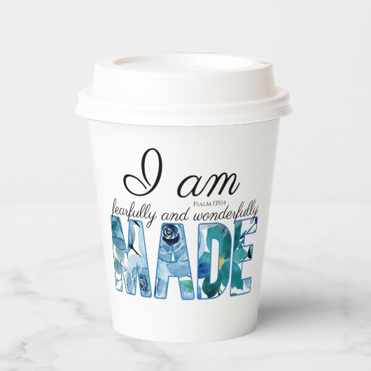 Psalm 139:14: Vrezend en wonderlijk gemaakt Papieren Bekers (Voorkant)