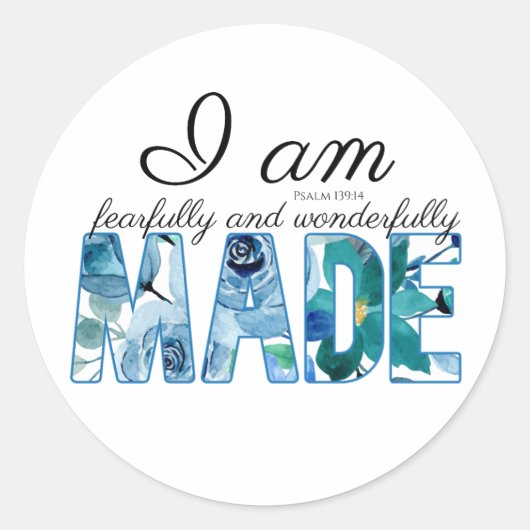 Psalm 139:14: Vrezend en wonderlijk gemaakt Ronde Sticker (Voorkant)