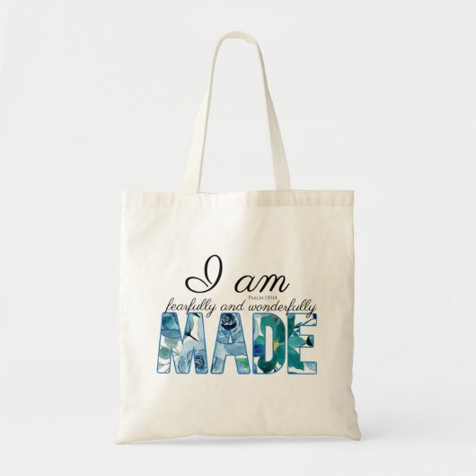 Psalm 139:14: Vrezend en wonderlijk gemaakt Tote Bag (Voorkant)