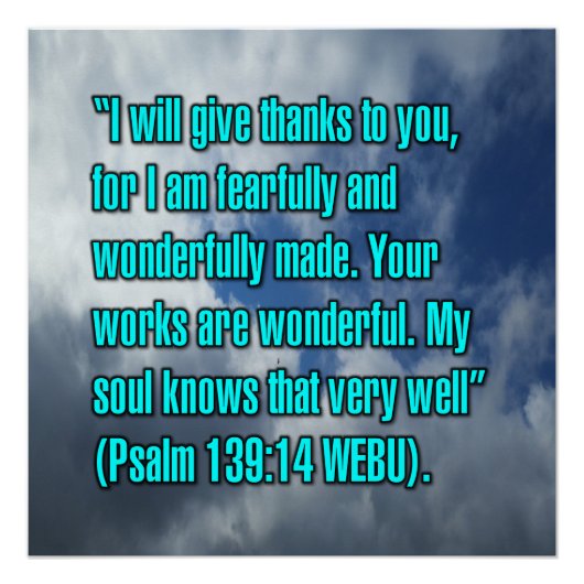 Psalm 139:14 WEBU Perfect Poster (Voorkant)