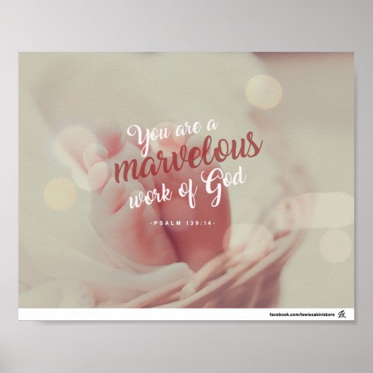Psalm 139:14 - You are marvelous work of God Poster (Voorkant)