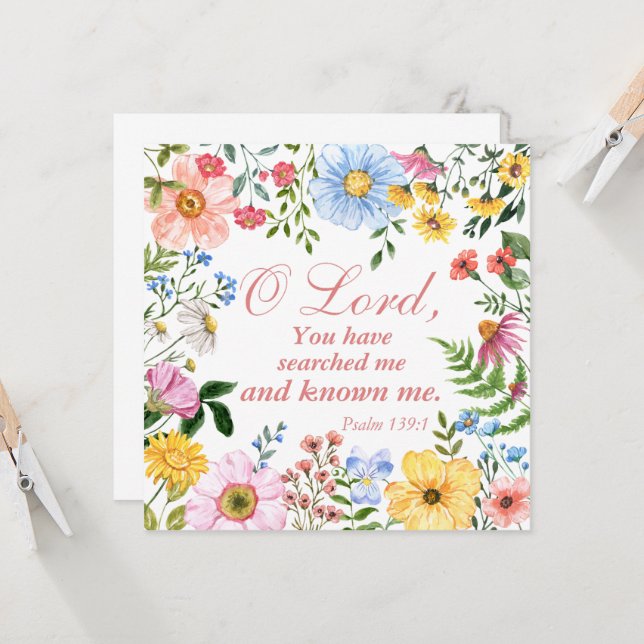 Psalm 139:1 Bloemen Bijbel Schrift Christelijk (Voorkant / Achterkant in situ)