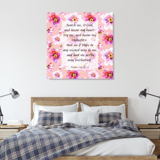 Psalm 139:23-24 Canvas afdrukken (Insitu (Slaapkamer))