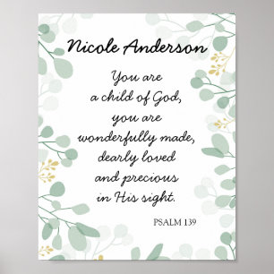 Psalm 139 Kind van Gods Bijbel Naam Poster
