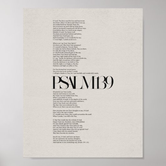 Psalm 139: Vrezend en wonderlijk gemaakt Poster (Voorkant)