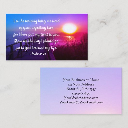 Psalm 143:8 Ik heb mijn vertrouwen gevestigd in Yo Visitekaartje (Voorkant / Achterkant)