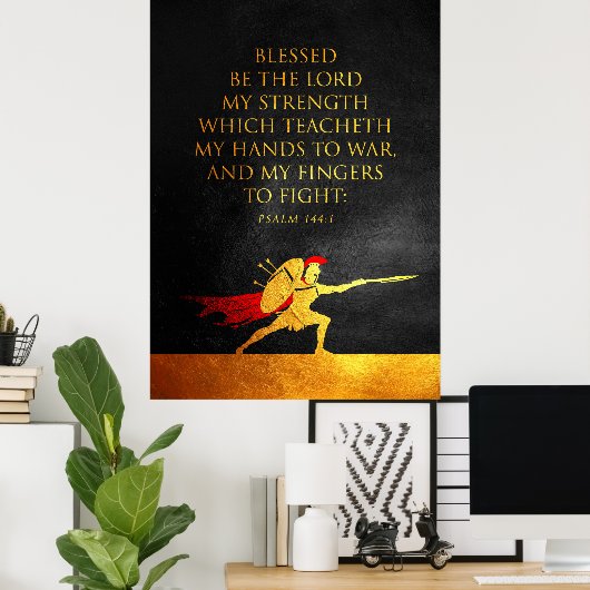 Psalm 144:1 Bijbelversie Poster (Thuiskantoor)