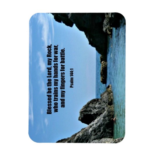 Psalm 144:1 Gezegend als de Heer, mijn steen.. Magneet (Verticaal)