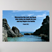 Psalm 144:1 Gezegend als de Heer, mijn steen.. Poster (Voorkant)