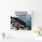 Psalm 144:1 Gezegend als de Heer... Vierkante Klok (Huis)