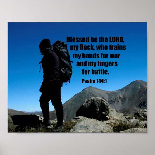 Psalm 144:1 Gezegend is de Heer mijn rots die Poster (Voorkant)