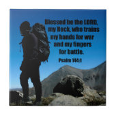 Psalm 144:1 Gezegend is de Heer mijn rots die Tegeltje (Voorkant)