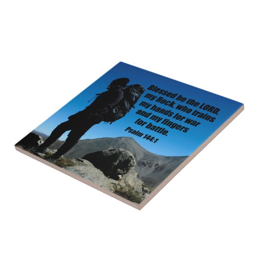 Psalm 144:1 Gezegend is de Heer mijn rots die Tegeltje (Zijkant)