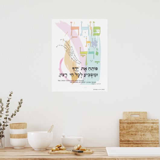 Psalm 145:15 "Je opent je hand" Poster (Keuken)