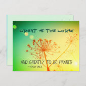 Psalm 145:3 Geweldig is de Heer, Bijbelverse Briefkaart (Voorkant / Achterkant)