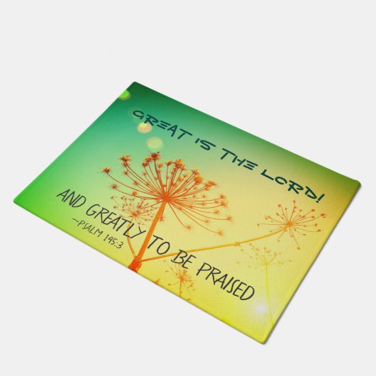 Psalm 145:3 Geweldig is de Heer, Bijbelverse Deurmat (Schuin)