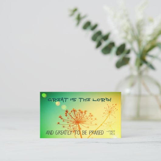 Psalm 145:3 Geweldig is de Heer, Bijbelverse Visitekaartje (Staand voorkant)