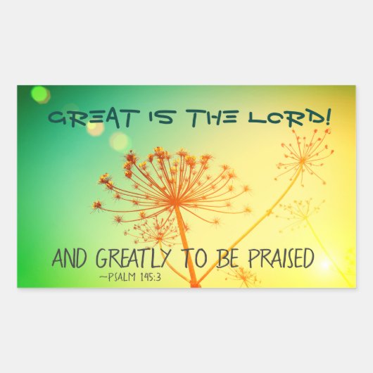 Psalm 145:3 Zeer te prijzen, Bijbelvers Rechthoekige Sticker (Voorkant)