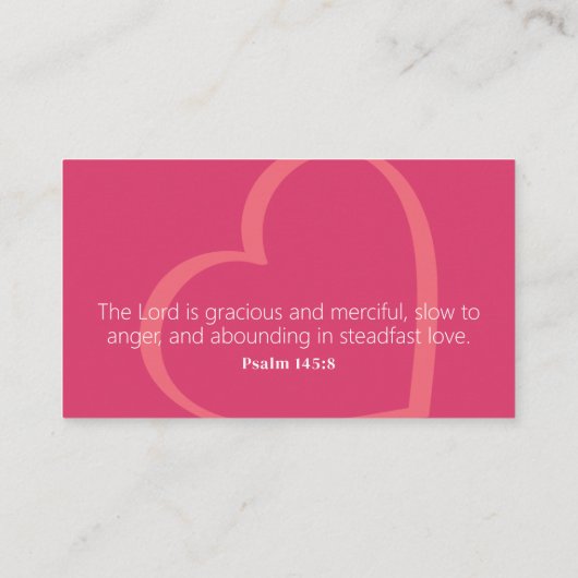 Psalm 145:8-Valentijn Heart Cross Enclosure Card Informatiekaartje (Achterkant)