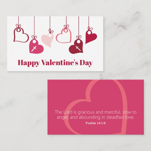 Psalm 145:8-Valentijn Heart Cross Enclosure Card Informatiekaartje (Voorkant / Achterkant)