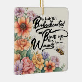 Psalm 147:3 Christelijk Bijbelvers Afbeelding Keramisch Ornament (Rechts)