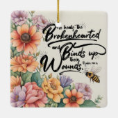 Psalm 147:3 Christelijk Bijbelvers Afbeelding Keramisch Ornament (Achterkant)