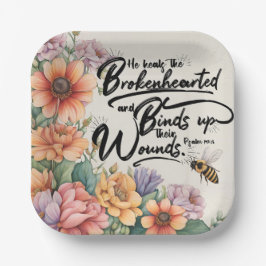 Psalm 147:3 Christelijk Bijbelvers Afbeelding Papieren Bordje