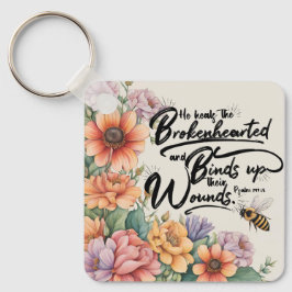 Psalm 147:3 Christelijk Bijbelvers Afbeelding Sleutelhanger