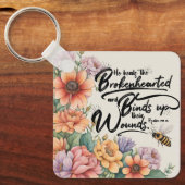 Psalm 147:3 Christelijk Bijbelvers Afbeelding Sleutelhanger (Voorkant)