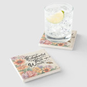 Psalm 147:3 Christelijk Bijbelvers Afbeelding Stenen Onderzetter (Zijkant)