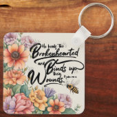 Psalm 147:3 Christelijke Bijbelvers Afbeelding Sleutelhanger (Achterkant)
