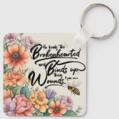 Psalm 147:3 Christelijke Bijbelvers Afbeelding Sleutelhanger (Achterkant)