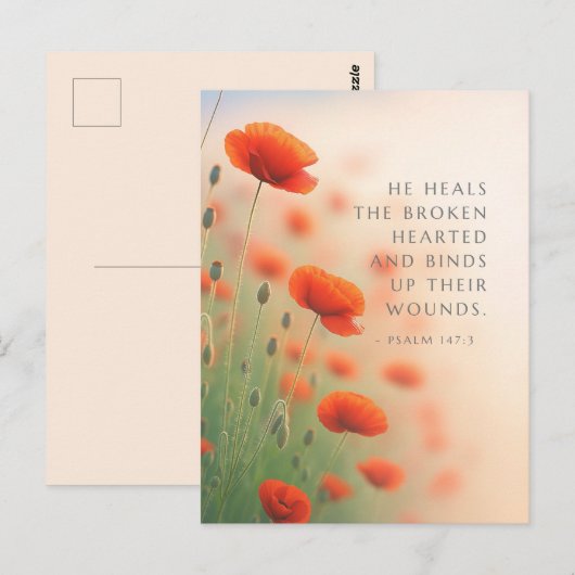 Psalm 147:3 Hij geneest de gebroken van hart Briefkaart (Voorkant / Achterkant)