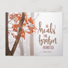 Psalm 147:3 Hij heelt de gebroken Hearted Briefkaart