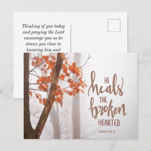 Psalm 147:3 Hij heelt de gebroken Hearted Briefkaart (Voorkant / Achterkant)
