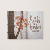 Psalm 147:3 Hij heelt de gebroken Hearted Legpuzzel (Horizontaal)